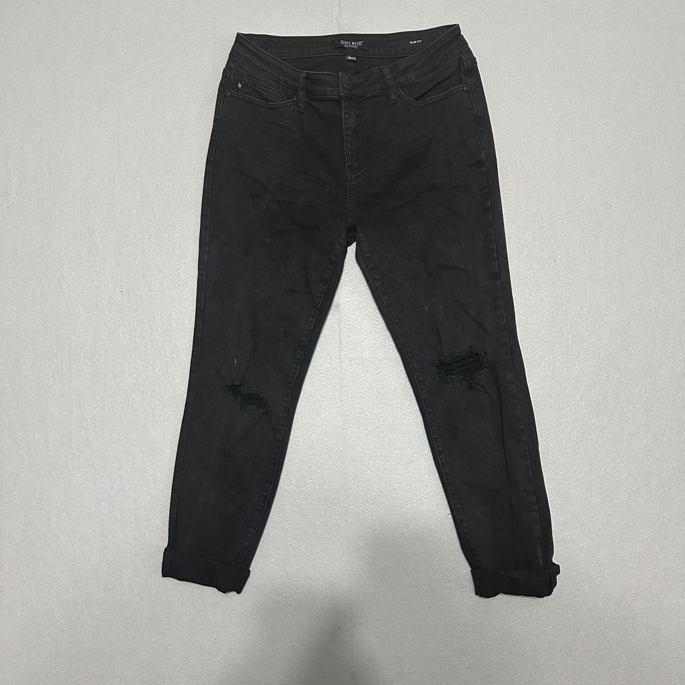 Judy Blue Slim Fit Distressed Black Denim Jeans JB88137 Size 9/29 Mens